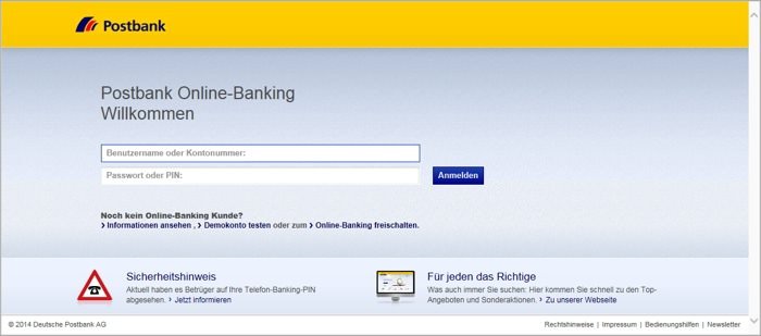 Original Postbank Online-Banking (https://banking.postbank.de)