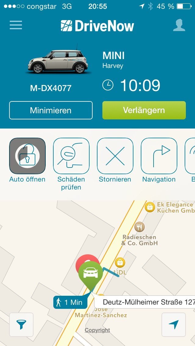 DriveNow Auto per iPhone öffnen klappt perfekt - Drive Now Key1