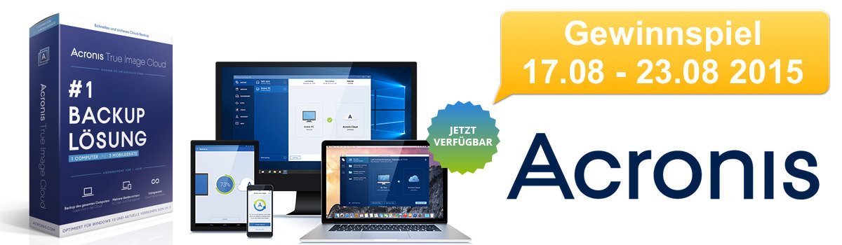Acronis True Image 2016 Lizenzen zu gewinnen - Acronis Banner