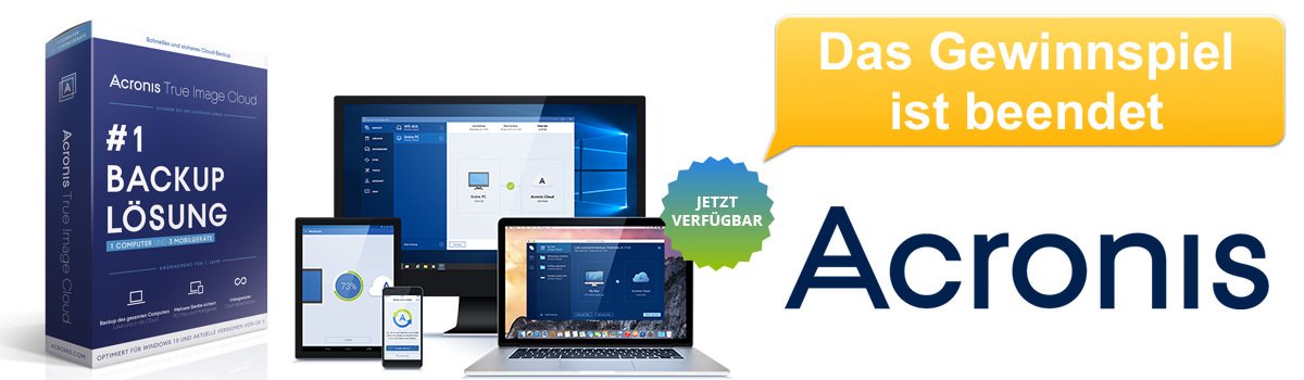 Acronis True Image 2016 Gewinnspiel ist beendet - Acronis Banner Ende