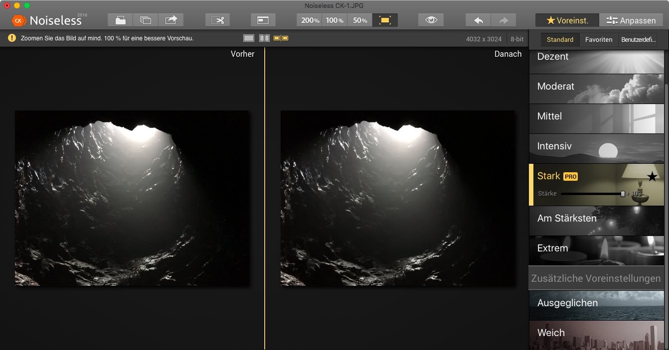 Bildrauschen einfach mit Noiseless CK entfernen - Noiseless Ck