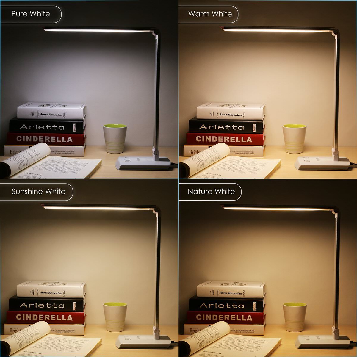 Dimmbare LED Schreibtischlampe mit 4 angenehmen Lichtfarben - Albrillo Schreibtischlampe2 1