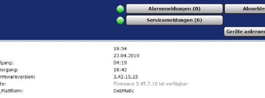 debmatic – neue Firmware 3.45.7.16 verfügbar – Update auf die neue OCCU Version 3.45.7 - Debmatic Firmware 3.45.7.15 01
