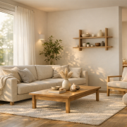 Bewegungsmelder Smart Home – Modernes Wohnzimmer mit integrierter Smart Home Technik und warmem Licht als Blog Header