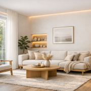 Best Practices für die Integration von Homematic IP in bestehende Smart-Home-Systeme Homematic IP Integration – Modernes Smart Home Wohnzimmer mit integrierter Technologie und gemütlicher Atmosphäre als Blog-Header