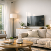 Homematic IP optimieren – Modernes Wohnzimmer mit integrierter Smart Home Beleuchtung und gemütlicher Atmosphäre als Blog-Header