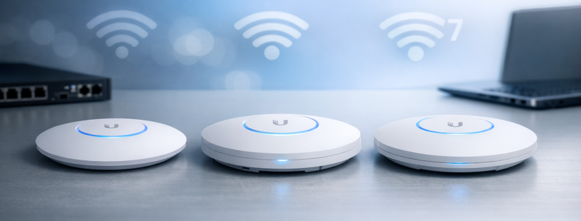 UniFi Access Points Vergleich – Illustration für: UniFi Access Points im Vergleich: Wi-Fi 5 vs. Wi-Fi 6 vs. Wi-Fi 7