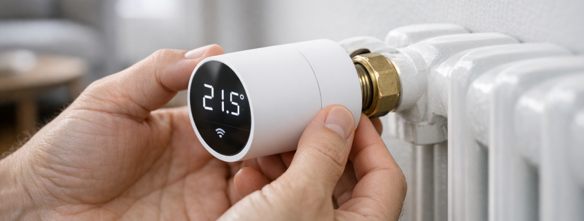 Heizung smart steuern ohne Eingriff in die Hausinstallation – Smart Thermostat wird ohne Werkzeug auf Heizkörperventil in Mietwohnung montiert