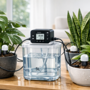 Bewässerung im Urlaub: Pflanzen automatisch gießen – Automatische Bewässerungsanlage mit Feuchtigkeitssensoren und Tropfschläuchen für Zimmerpflanzen im Urlaub