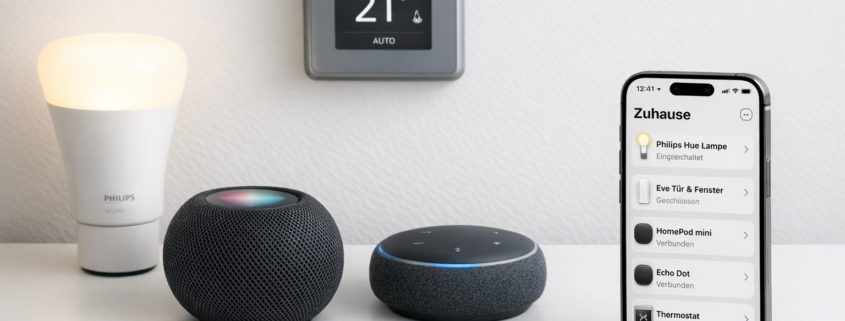 Matter und Thread: Der neue Smart Home Standard für Einsteiger erklärt – Matter und Thread Smart Home Setup mit HomePod mini, Echo Dot und verschiedenen kompatiblen Geräten