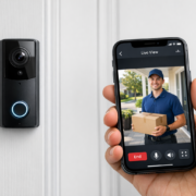 Video-Türklingel mit Handy verbinden: Schritt für Schritt Anleitung 2024 Video-Türklingel mit Handy verbinden - Schritt für Schritt – Video-Türklingel an Haustür mit Smartphone zeigt Live-Übertragung der Kamera