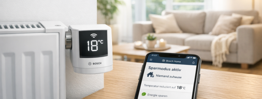 Heizung automatisch runterdrehen wenn niemand da ist – Smart Home Thermostat mit Smartphone App für automatische Heizungssteuerung bei Abwesenheit