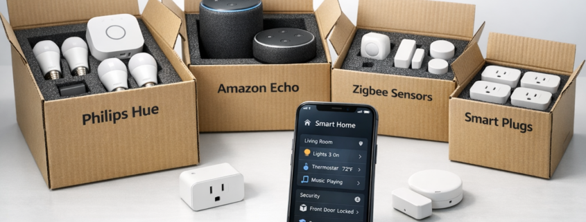 Smart Home Geräte beim Auszug einfach mitnehmen – Smart Home Geräte professionell verpackt für Umzug mit Hue Lampen, Amazon Echo Dot Angebot und Zigbee Sensoren