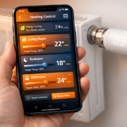Heizung per App steuern - Die besten Lösungen 2026 – Smartphone mit Smart Home Heizungs-App zur Temperatursteuerung verschiedener Räume per Handy