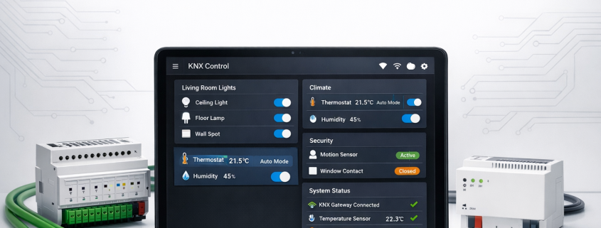 KNX-Integration in Home Assistant über ETS-Projekt einrichten – KNX Home Assistant Integration Dashboard mit konfigurierten Smart Home Geräten