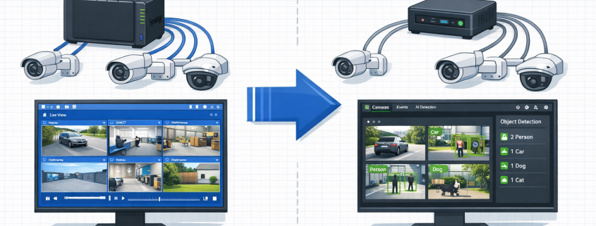 Synology Surveillance Station zu Frigate NVR: Kamera-System migrieren – Migration von Synology Surveillance Station zu Frigate NVR - Kamera-System Wechsel Illustration