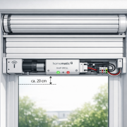 Homematic IP Rolladen fährt nicht vollständig hoch lösen – Homematic IP Rollladenmotor Homematic IP Rolladenmotor HmIP-BROLL mit teilweise geöffnetem Rolladen zeigt typisches Positionierungsproblem