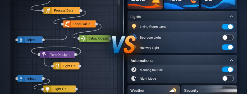 Node-RED vs Home Assistant: Automation-Plattform für Smart Home wählen – Node-RED vs Home Assistant Interface-Vergleich für Smart Home Automation-Plattformen