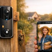 Video-Türklingel ohne WLAN: Alternativen mit SIM-Karte Video-Türklingel ohne WLAN: Alternativen mit SIM-Karte – Video-Türklingel mit SIM-Karte am Gartentor montiert, Smartphone zeigt Live-Übertragung