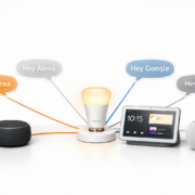 Alexa Google Home Apple zusammen nutzen mit Matter Geräten – Alexa Echo, Google Nest Hub und Apple HomePod steuern gemeinsam eine Matter-kompatible Philips Hue Lampe