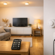 Smart Home in der Mietwohnung ohne Bohren einrichten – Smart Home Setup in moderner Mietwohnung ohne Bohrlöcher mit Philips Hue Lampen und kabellosen Schaltern