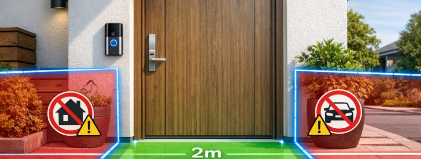 Video-Türklingel Datenschutz: Nachbarn filmen erlaubt? – Video-Türklingel mit Datenschutz-konformem Erfassungsbereich - erlaubte und verbotene Zonen visualisiert