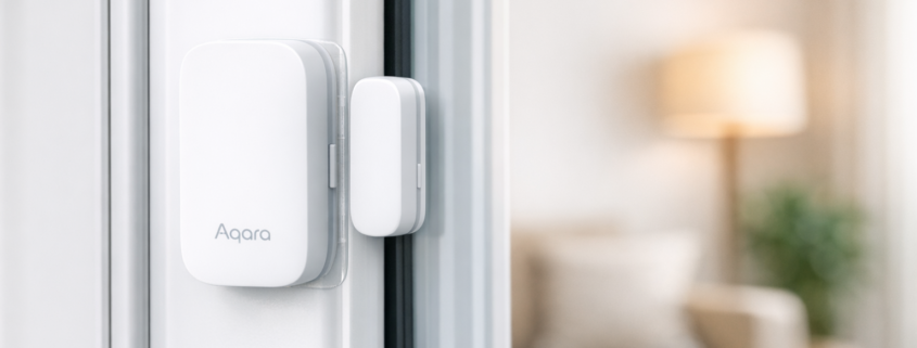 Fenstersensor nachrüsten ohne Bohren - Anleitung – Fenstersensor ohne Bohren am weißen Kunststofffenster mit 3M VHB Klebestreifen montiert