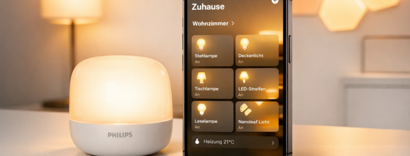 HomeKit Licht per iPhone steuern - Einfache Anleitung – iPhone mit Apple Home-App steuert HomeKit-kompatible Smart-Lampen von Philips Hue