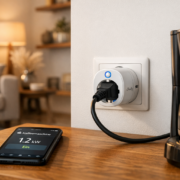 Smarte Steckdosen in der Mietwohnung nutzen – Smarte Steckdose Shelly Plug S in Wandsteckdose mit Smartphone-App zur Steuerung in Mietwohnung