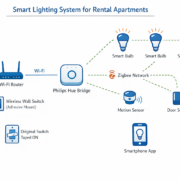 Architektur-Diagramm für smartes Licht ohne Verkabelung mit Zigbee-Netzwerk und kabellosen Schaltern