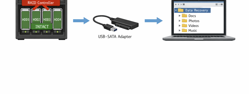 RAID Datenrettung Prozess-Diagramm ohne Controller-Neuaufbau mit Schritt-für-Schritt Anleitung