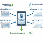 Funktionsdiagramm smarter Thermostate mit automatischer Temperaturregelung und Energieeinsparung