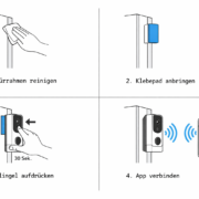 Installationsdiagramm Video-Türklingel ohne Bohren - 4 Schritte von Reinigung bis App-Verbindung