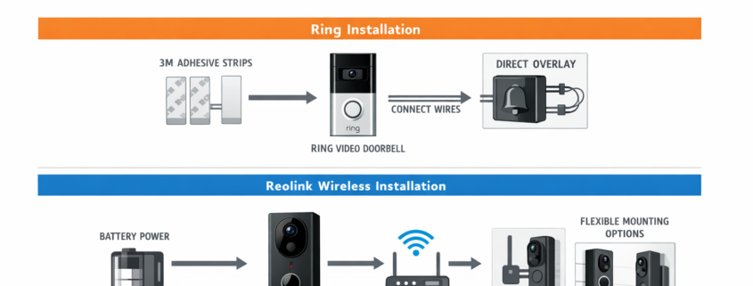 Video-Türklingel Installation Diagramm Ring vs Reolink Verkabelung und WLAN Setup