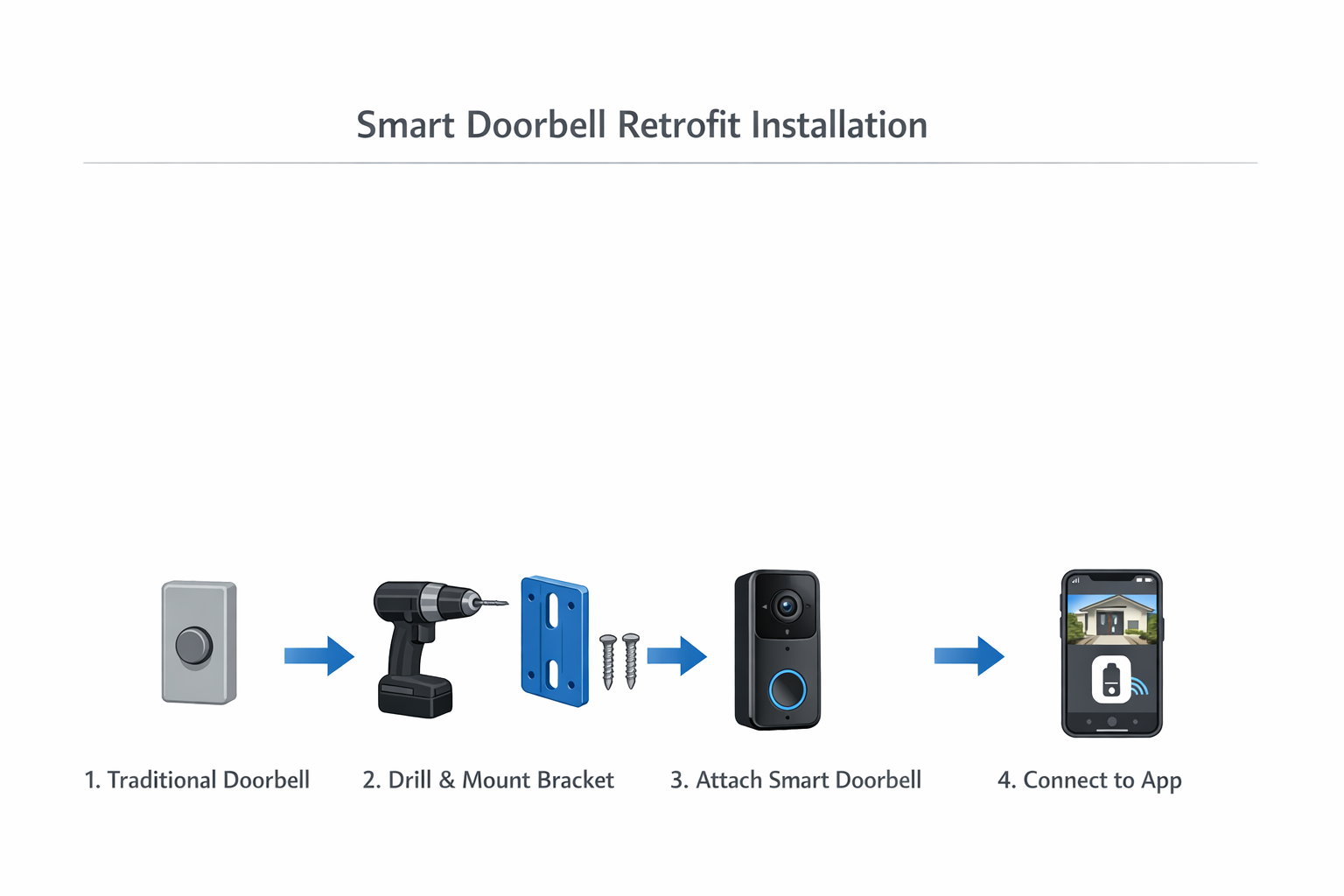 Installations-Diagramm für Video-Türklingel Nachrüstung in 4 einfachen Schritten
