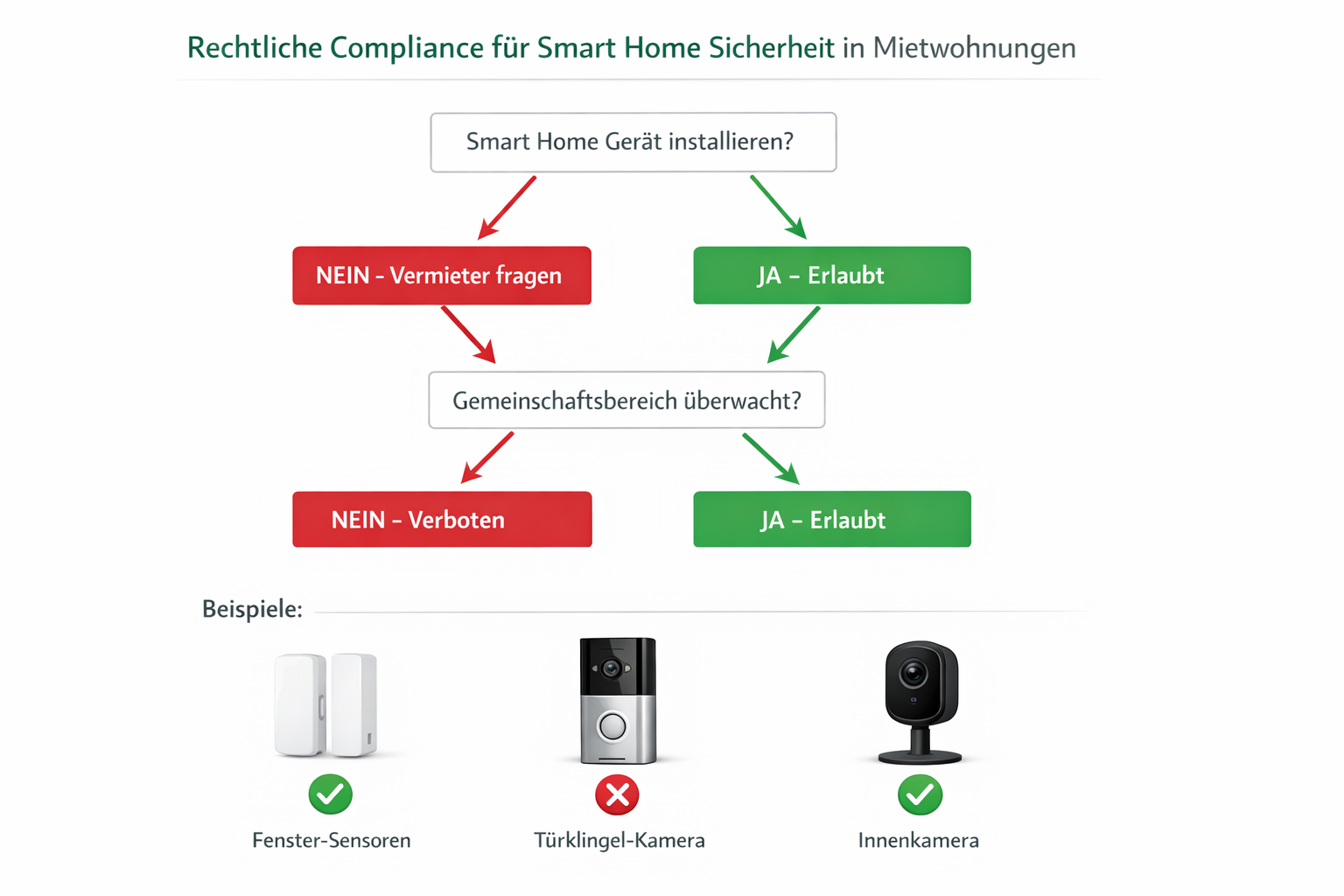 Entscheidungsbaum Smart Home Sicherheit Mietwohnung - Was ist erlaubt und was verboten