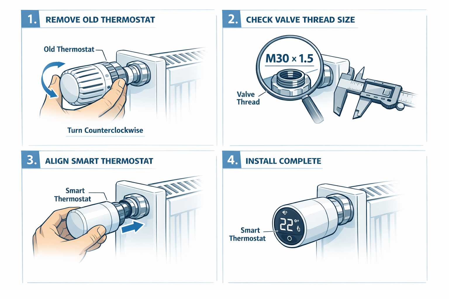 Schritt-für-Schritt Anleitung zum Thermostat-Tausch - von manuell zu smart in 4 einfachen Schritten