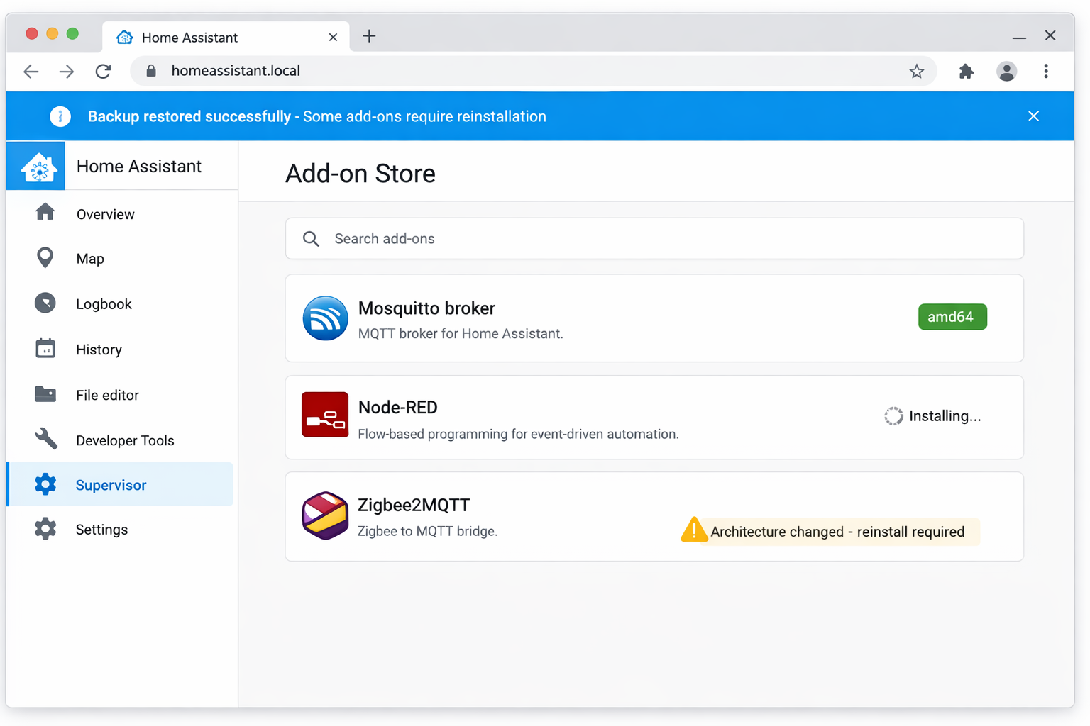 Home Assistant Add-on Store nach Migration: Architektur-Kompatibilität und Neuinstallation erforderlich