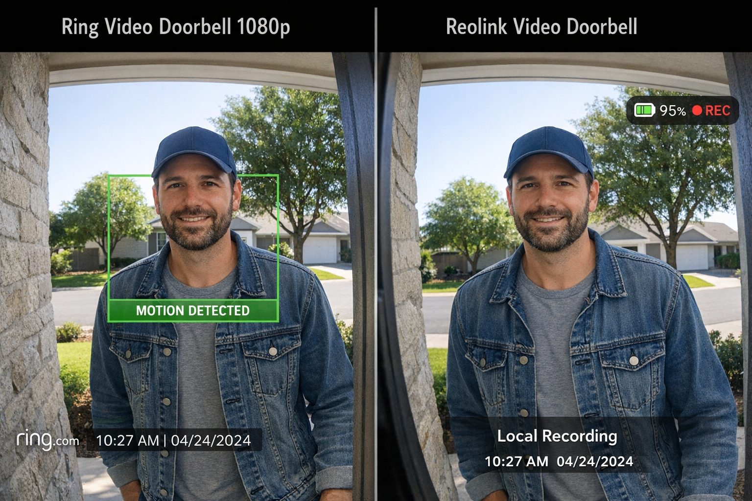 Ring vs Reolink Video-Türklingel Bildqualität Vergleich mit Live-Aufnahmen
