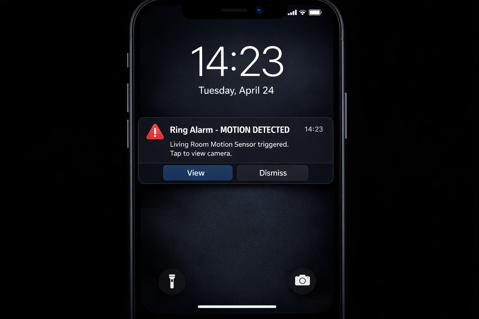 Smartphone Sperrbildschirm mit Einbruch-Alarm Push-Benachrichtigung