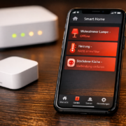 Smart Home App funktioniert nicht: 7 Sofort-Lösungen die wirklich helfen Smart Home App funktioniert nicht: Häufige Fehler beheben – Smartphone mit Smart Home App zeigt offline Geräte, WLAN-Router im Hintergrund