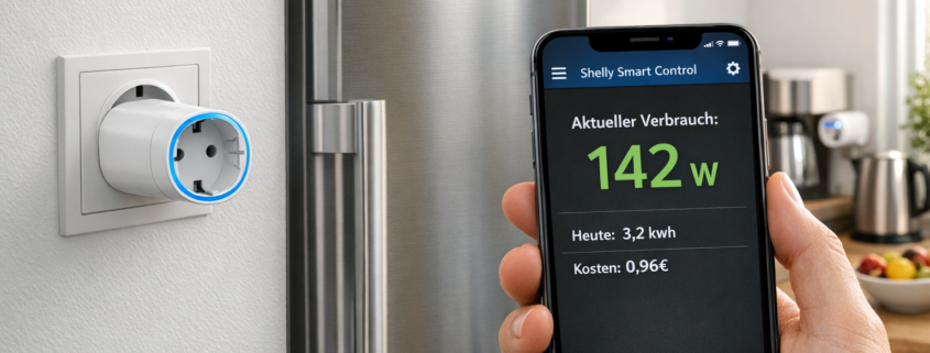 Stromverbrauch messen: Geräte-Verbrauch per App überwachen – Smart Plug Stromverbrauchsmessung mit Shelly App - Kühlschrank Verbrauch live überwachen