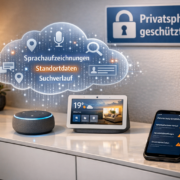 Smart Home Datenschutz: Welche Daten sammeln Alexa, Google und Co – Smart Home Datenschutz Setup mit Alexa und Google Home Geräten und Smartphone mit Datenschutz-Einstellungen