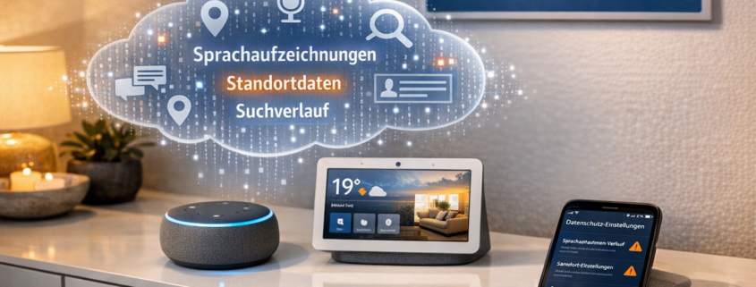 Smart Home Datenschutz: Welche Daten sammeln Alexa, Google und Co – Smart Home Datenschutz Setup mit Alexa und Google Home Geräten und Smartphone mit Datenschutz-Einstellungen