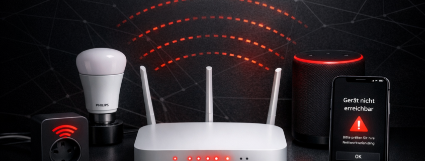 WLAN Probleme im Smart Home: Wenn Geräte offline gehen – Smart Home WLAN Probleme - Router und offline Geräte mit schwachen Signalen