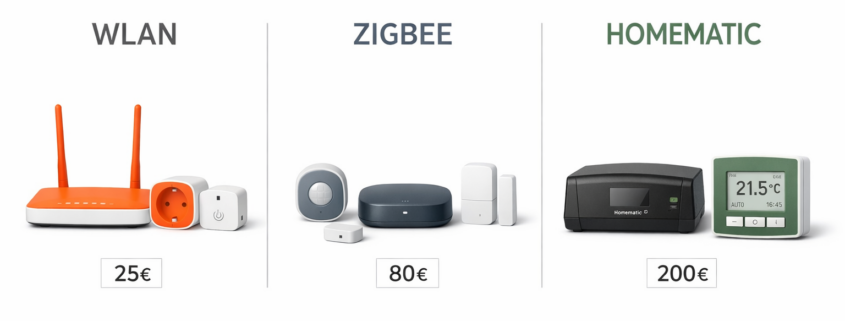 WLAN vs Zigbee vs Homematic: Welches Smart Home Protokoll passt zu dir – WLAN vs Zigbee vs Homematic Smart Home Systeme Vergleich mit Geräten und Preisen