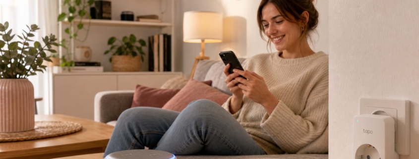 Alexa Smart Home in der Mietwohnung einrichten – Amazon Echo Dot und TP-Link Tapo Steckdose im Wohnzimmer einer Mietwohnung – Smart Home für Anfänger