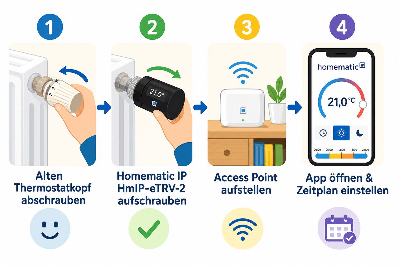 Schritt-für-Schritt-Anleitung: Homematic IP Thermostat montieren, Access Point aufstellen, App konfigurieren