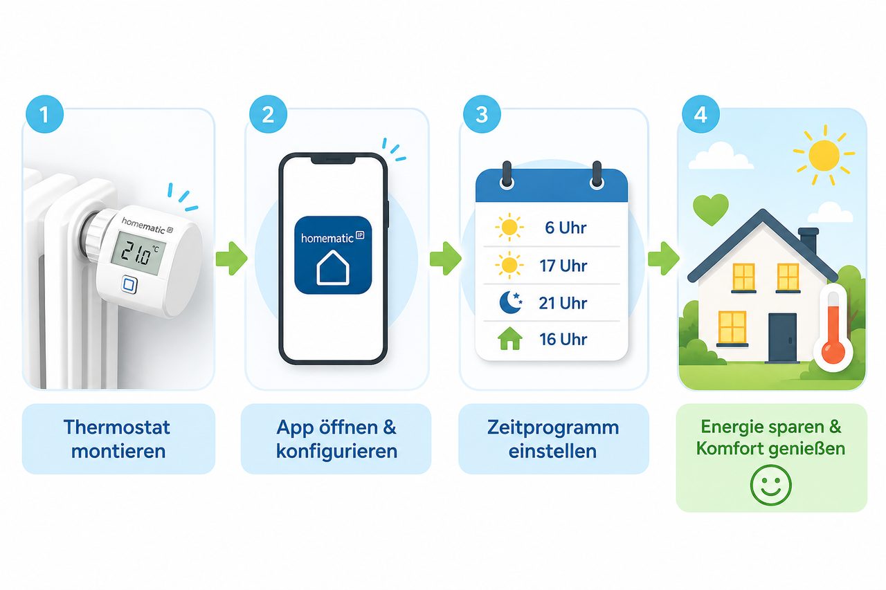 Schritt-für-Schritt Anleitung: Homematic Thermostat montieren, App konfigurieren, Zeitprogramm einstellen, Energie sparen